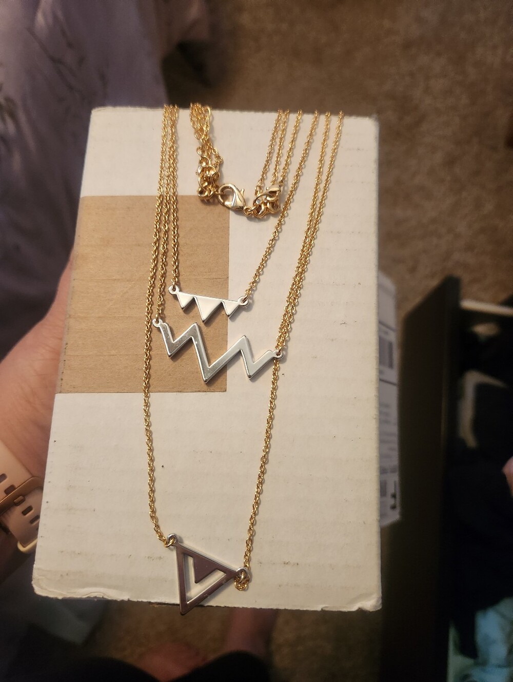 Parklane Turn it up 3 in 1 set. Gold & Silver Layered Geometric Necklace Set